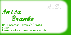 anita branko business card